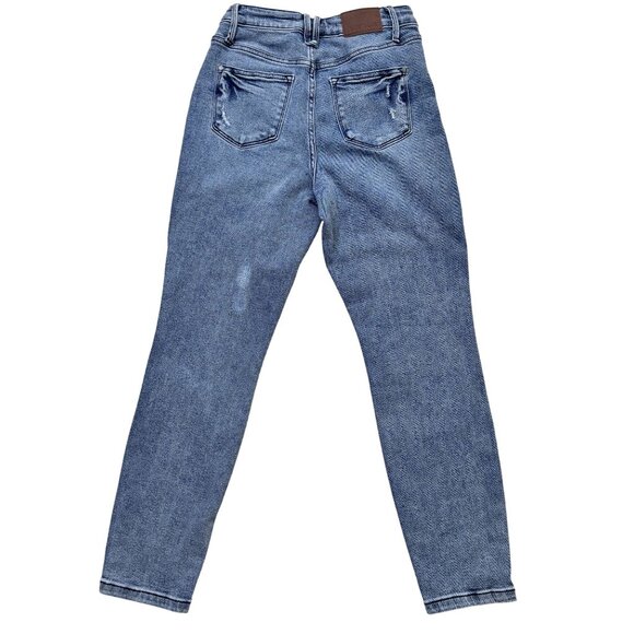 Judy Blue Womens Distressed Slim Fit Jeans 3/26 Light Blue Denim - Picture 2 of 9